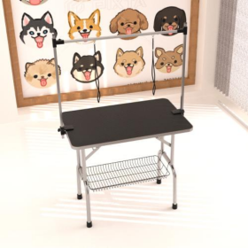 Professional Adjustable Heavy Duty Portable Dog Grooming Table With Arms And Rope Loops With Net Tray