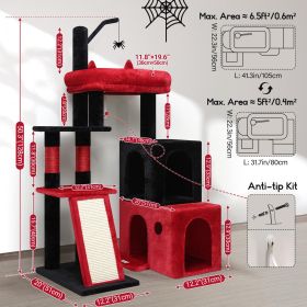 Gothic 50 Heavy Duty Large Indoor Maine Coon Cat Tree With Extra Large Padded Platform And Large Cat Condo